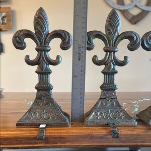 Decorative Fleur-de-Lis Metal stocking holders set of 4